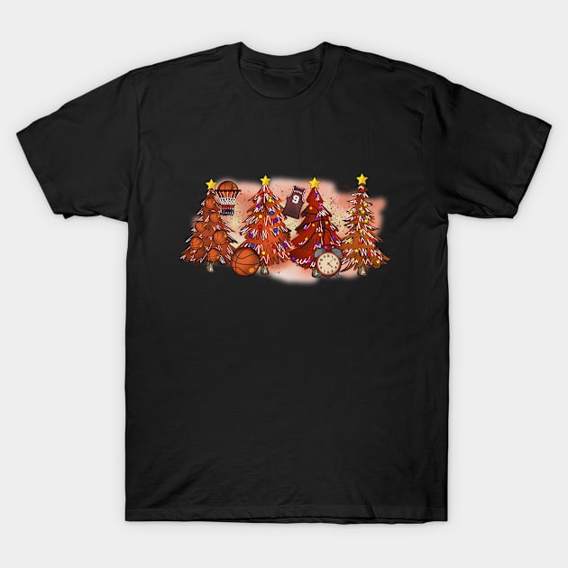 Basketball Christmas Trees Xmas Gift T-Shirt by Teewyld